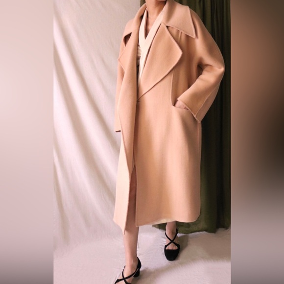 Metaformose Double Faced Wool Cashmere Coat, Beige - Picture 11 of 11